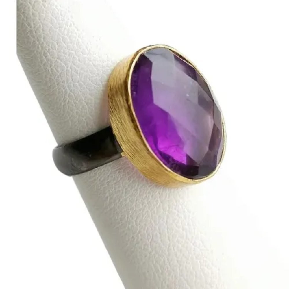 Amethyst ring sterling silver 14k gold vermeil size 6